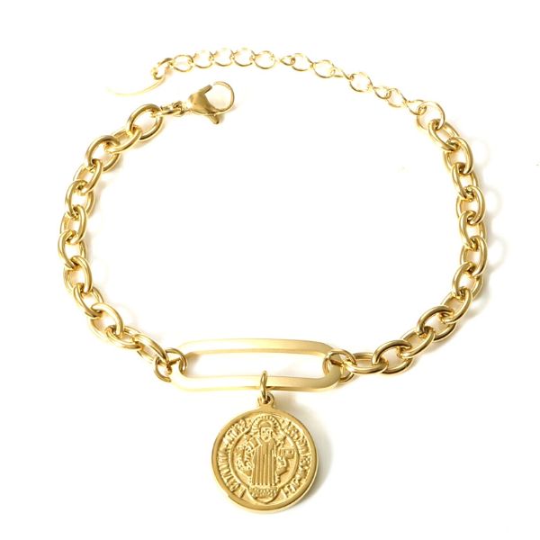 Buy Coin Charm Bracelet, Chunky Chain Bracelet With Charm, Statement  Bracelet, Big Coin Bracelet, Retro Old Style Bracelet, Gold Tone Bracelet  Online in India - Etsy
